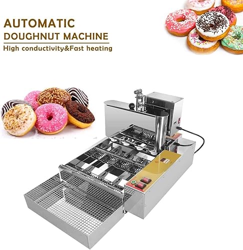 Miniatura 5 de EAGLEG Máquina automática comercial para hacer donas 4 filas, 2800 W de acero inoxidable donuts máquina de bocadillos, freidora comercial de donas,
