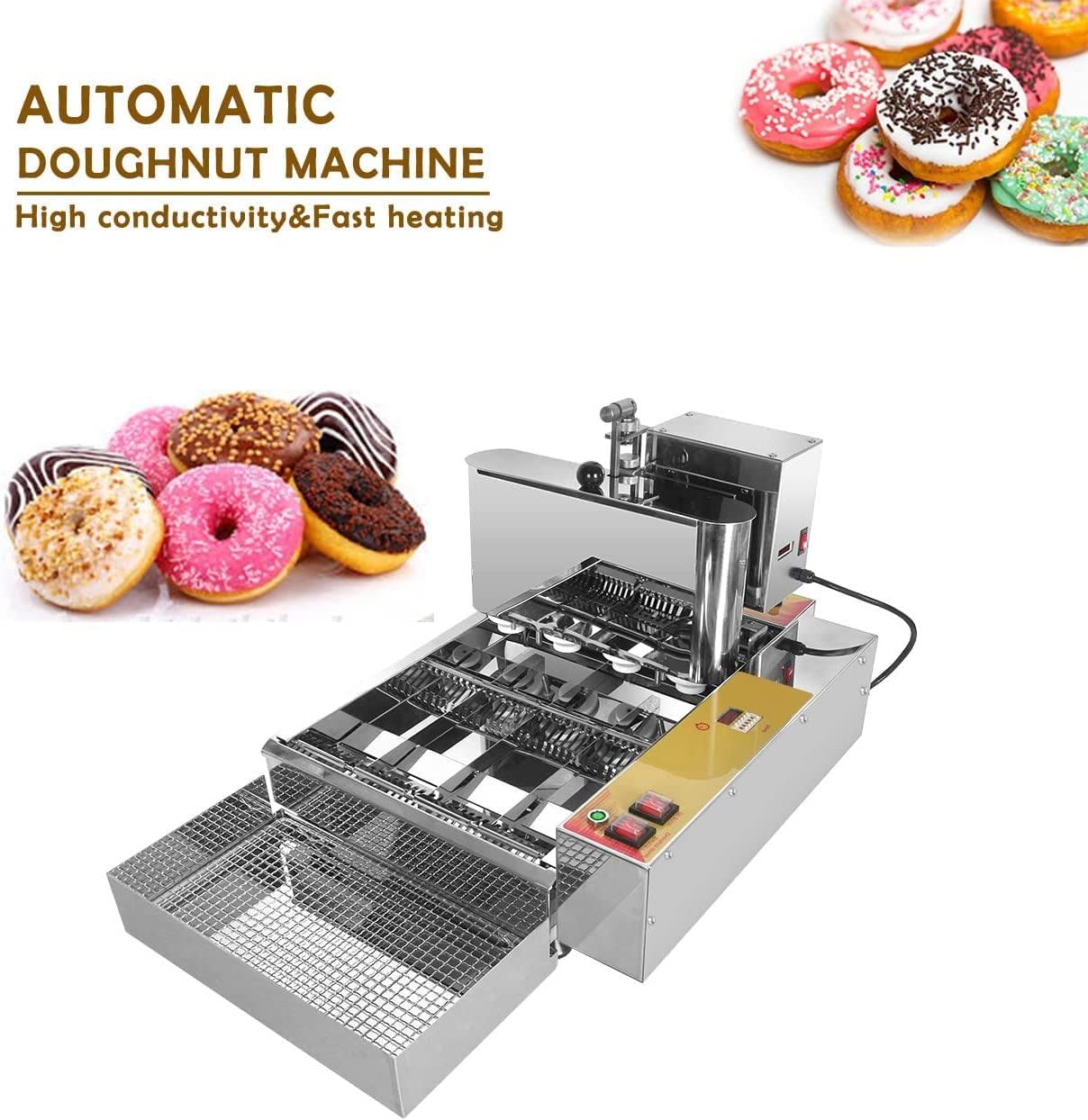 Máquina Automática para Hacer Donas De 4 Filas, Máquina para Hacer Donas Y Snacks De Acero Inoxidable, Acero Inoxidable 304 De Grosor Ajustable,