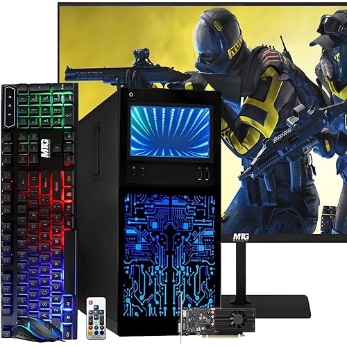 Gaming PC Desktop Intel core i7, TechMagnet Horizon+ with GT-1030 4GB DDR4, 16GB RAM, 240GB SSD + 2 TB HDD, New MTG 27 Inch Monitor, HDMI, DVI, VGA, RGB Keyboard Mouse, Win 10 Pro (Renewed)