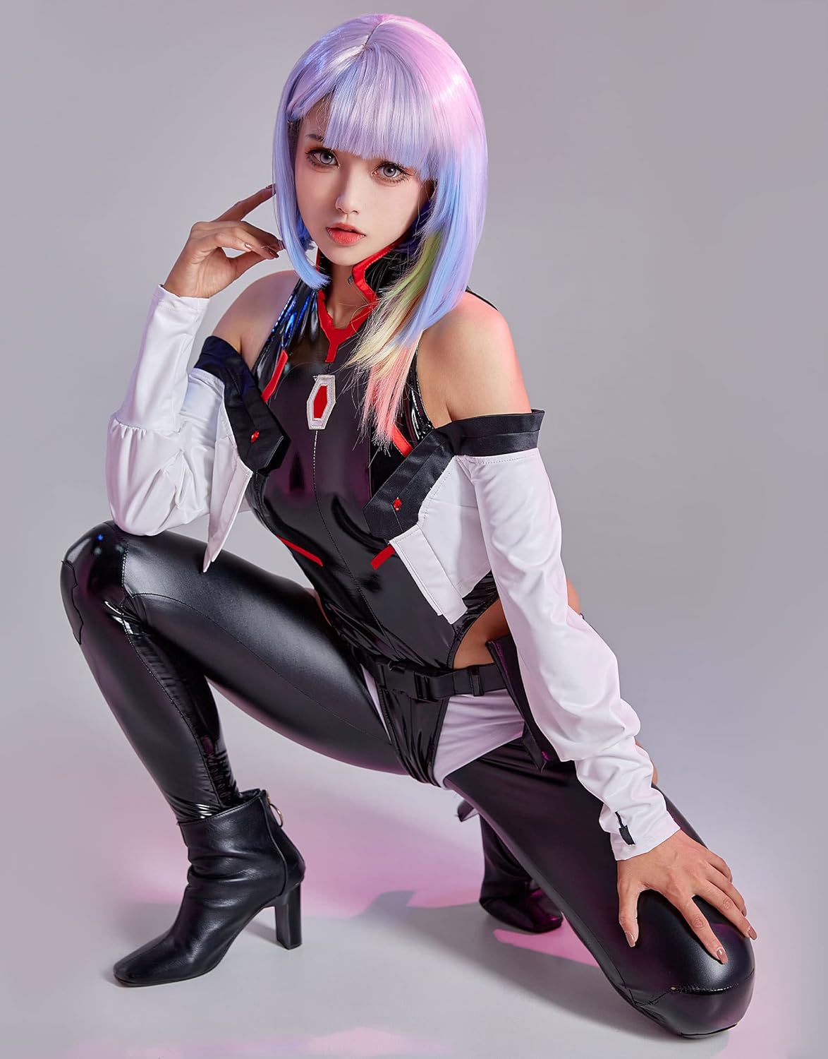 Cosplay.fm Women’s Cosplay Costume PU leather Bodysuit Set Anime Cosplay Outfit Punk Bodysuit - Image 2
