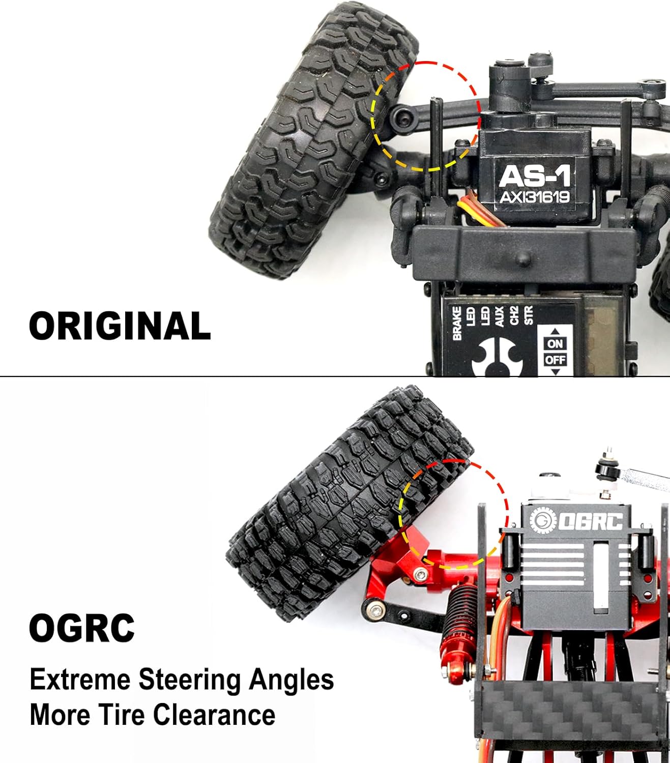 McCue RC Praying Mantis Link Tucked Inward Links High Clearance Links for Axial 1/24 SCX24 Gladiator AXI00005 RC Crawler Upgrade Parts - 5 PCS (Red)