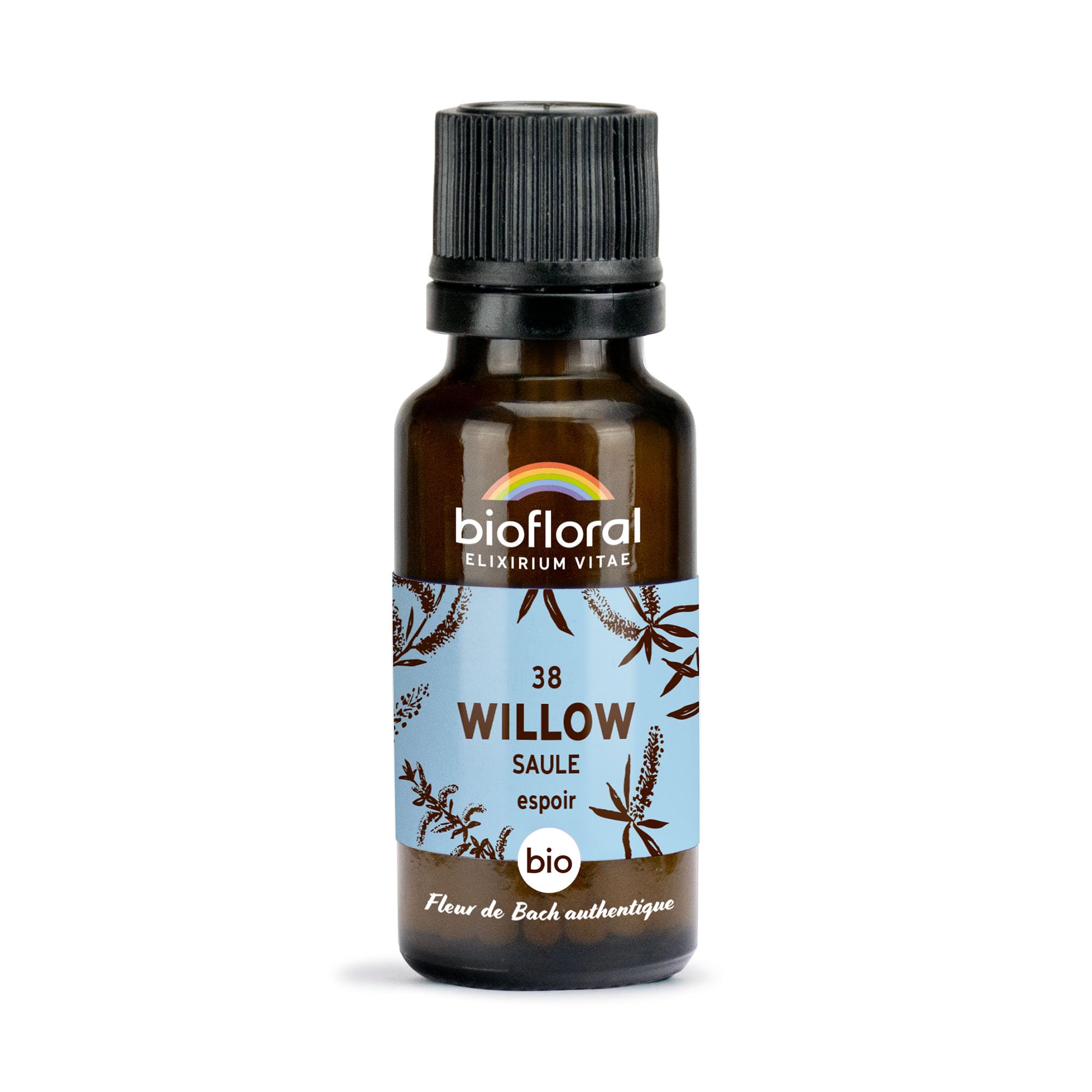 BIOFLORAL - 38 Willow, Saule BIO - Espoir - Fleur de Bach Authentique - 470 Granules - Sans Alcool