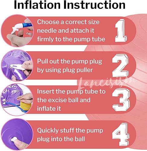 Miniatura 4 de Lancisism Juego de equipo de batería cardiovascular  Pelota de ejercicio de 26 pulgadas con bomba y palos de batería cardiovasculares con