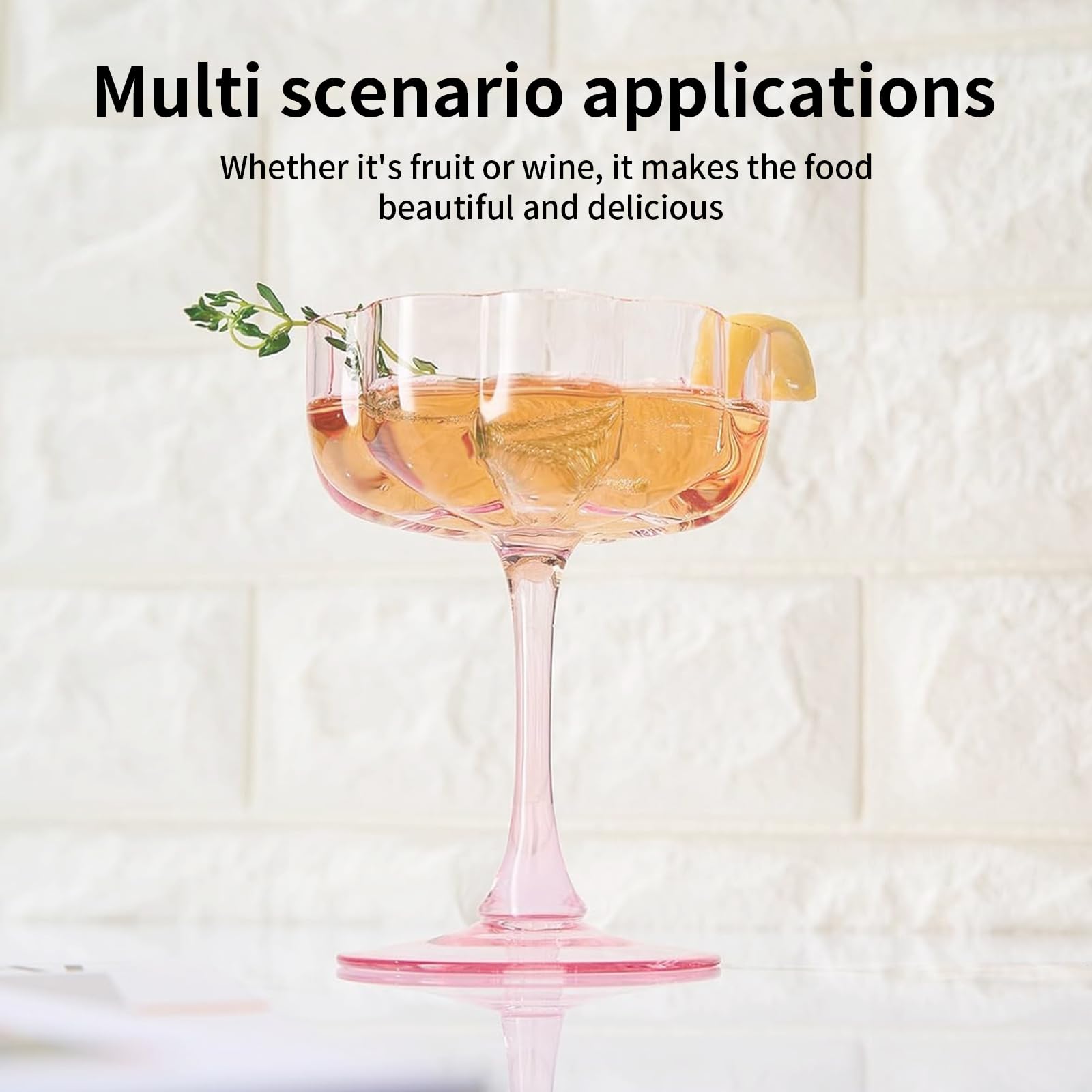 Cocktailgläser Set mit gewellten Blütenblättern (6 Stück), Vintage-Stil Champagnerschale, Geriffelte Champagnergläser, Bar-Glaswaren, Geschenk für Geburtstags oder Hochzeits