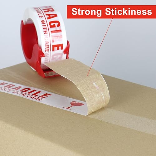 Miniatura 4 de BOMEI PACK Cinta de embalaje frágil con cinta de mudanza, cinta de envío frágil, 2 pulgadas x 330 pies (110 yardas), cinta frágil resistente para