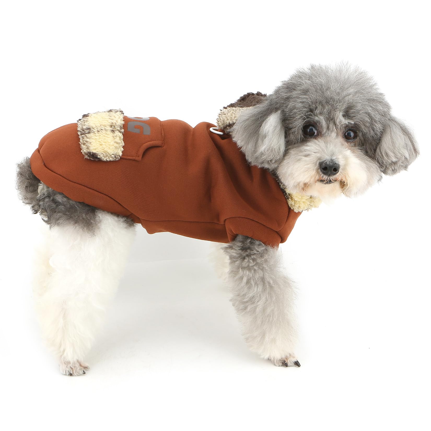 XHYRHTS Maglione in Pile per Cani con Cappuccio Scozzese Fuzzy per Razze Piccole XSmall, Caldo Pullover Senza Maniche con Anello a D e Tasca, Completo Invernale con Cappuccio per Cuccioli Gattini