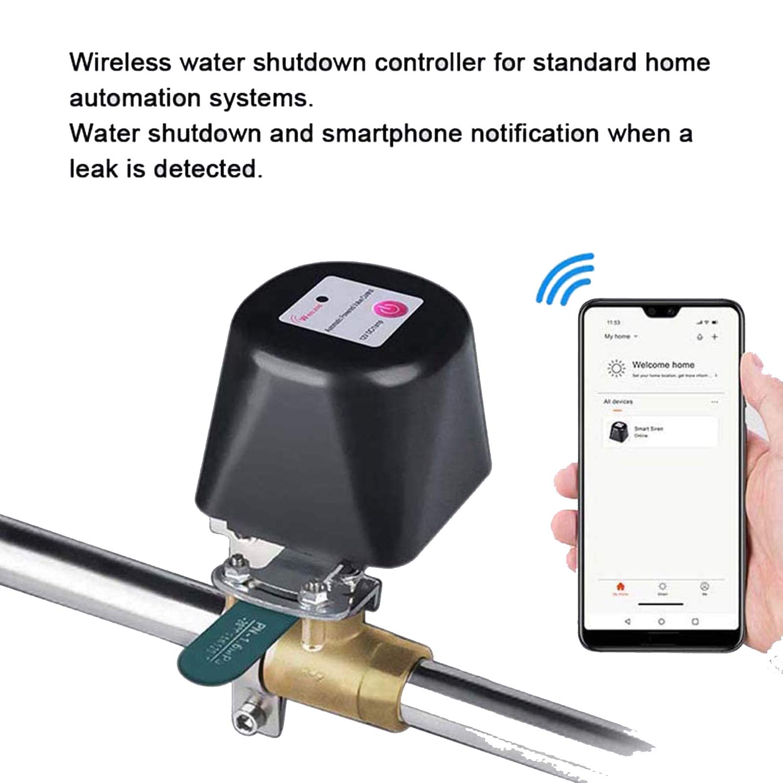 Valvola di acqua/gas compatibile con Alexa/Google Assistant,WiFi telecomando Valvola di controllo automazione per regolatore acqua gas Manipolatore valvola 4 punti 1/2