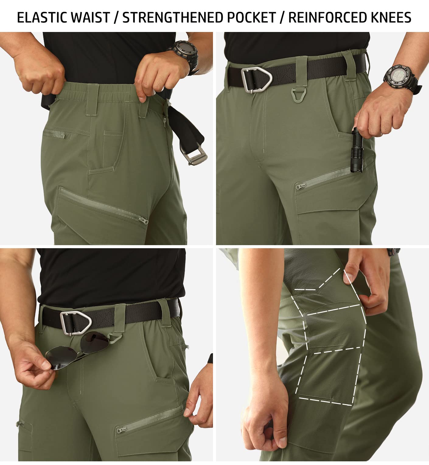 NAVEKULL Mens Lightweight Tactical Pants Quick Dry Work