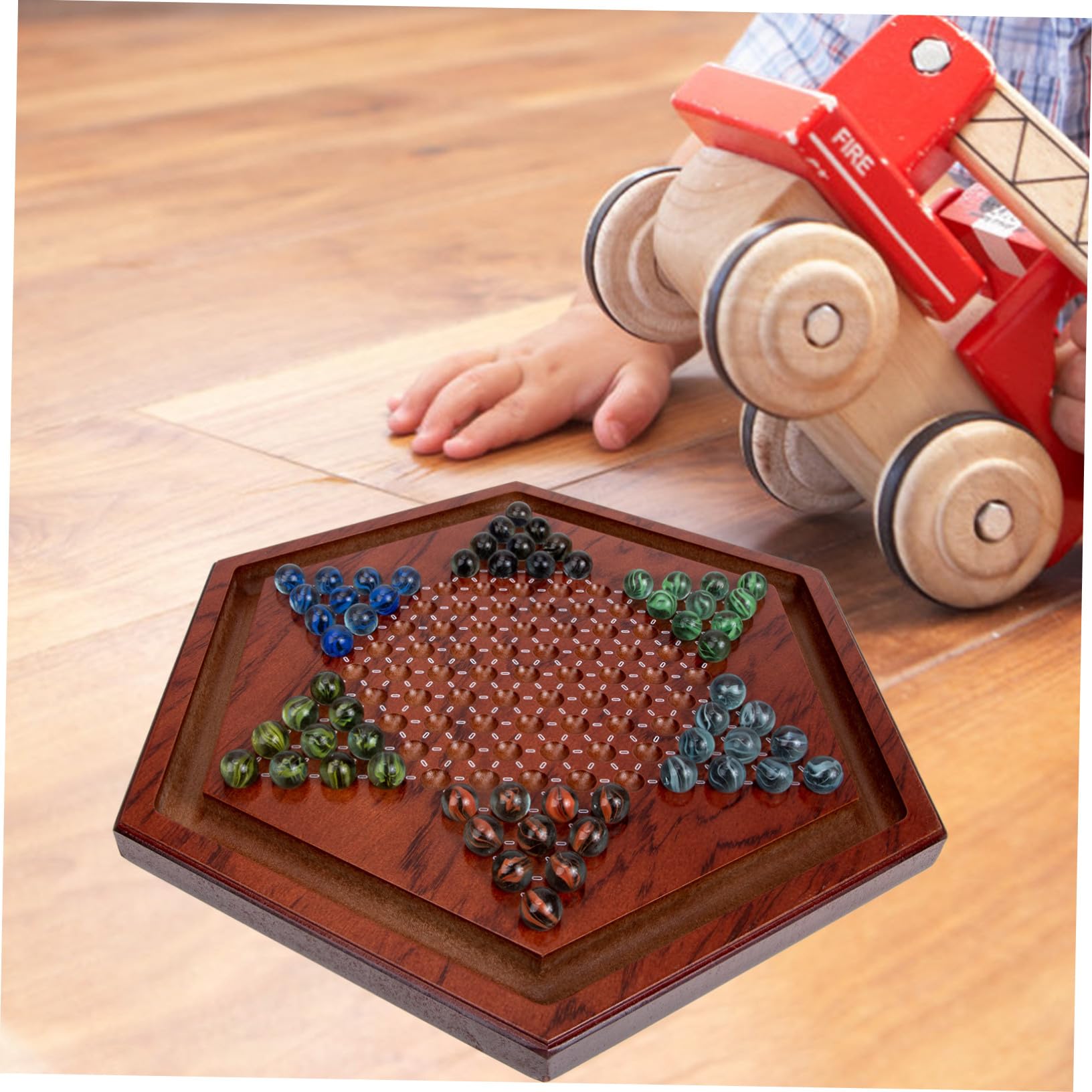 Dama Cinese in Legno per Bambini, Gioco da Tavolo Educativo per Sviluppare Intelligenza e Capacità di Problem Solving, Elegante Materiale Sintetico, per Casa e Scuola