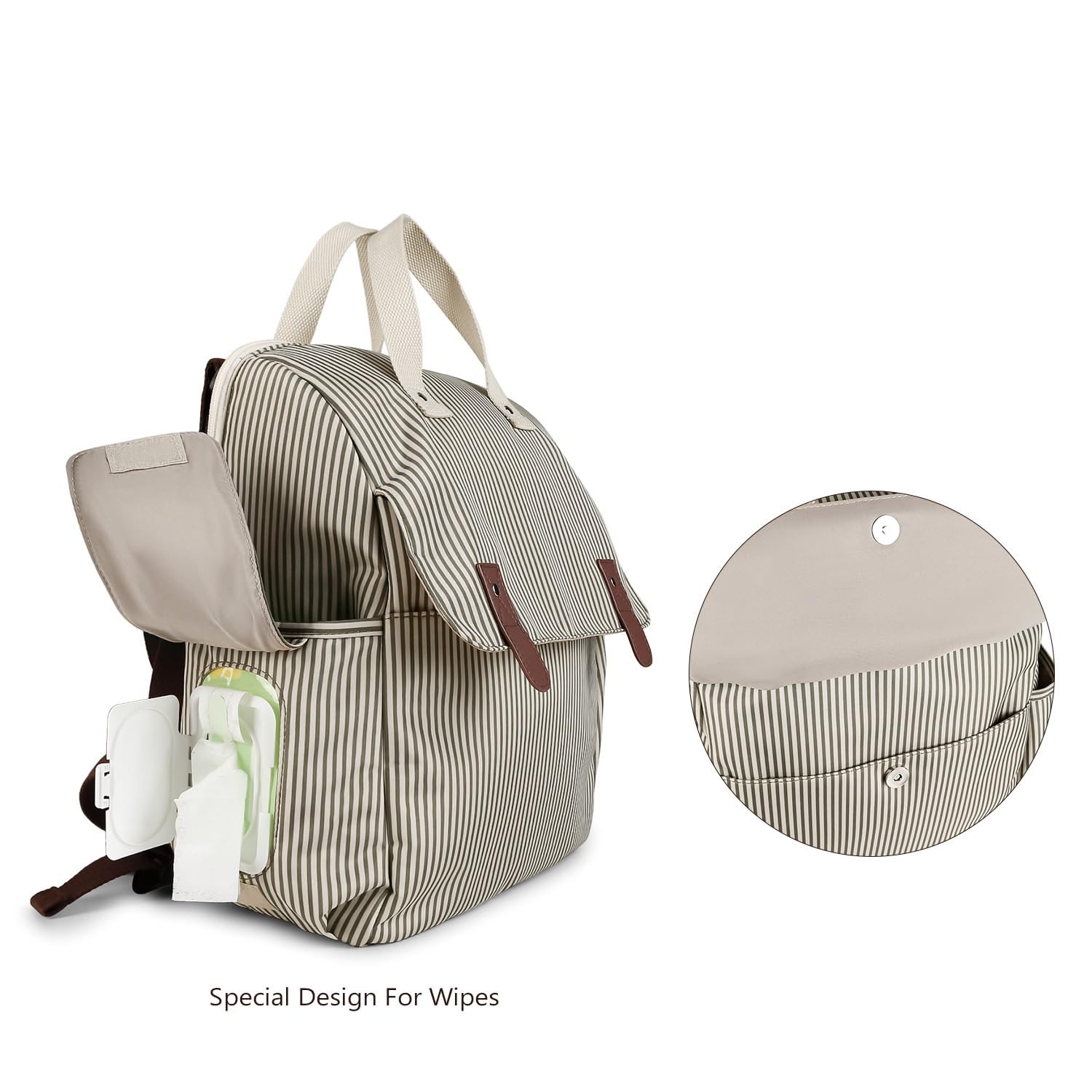 Sac à Dos Langer Bébé Ensemble Trois Pièces Matelas Biberon Grande Capacité Khaki