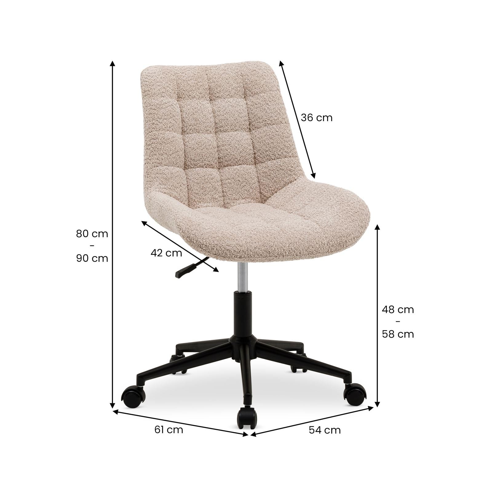 IDIMEX Drehstuhl Task mit Bouclé Stoffbezug beige