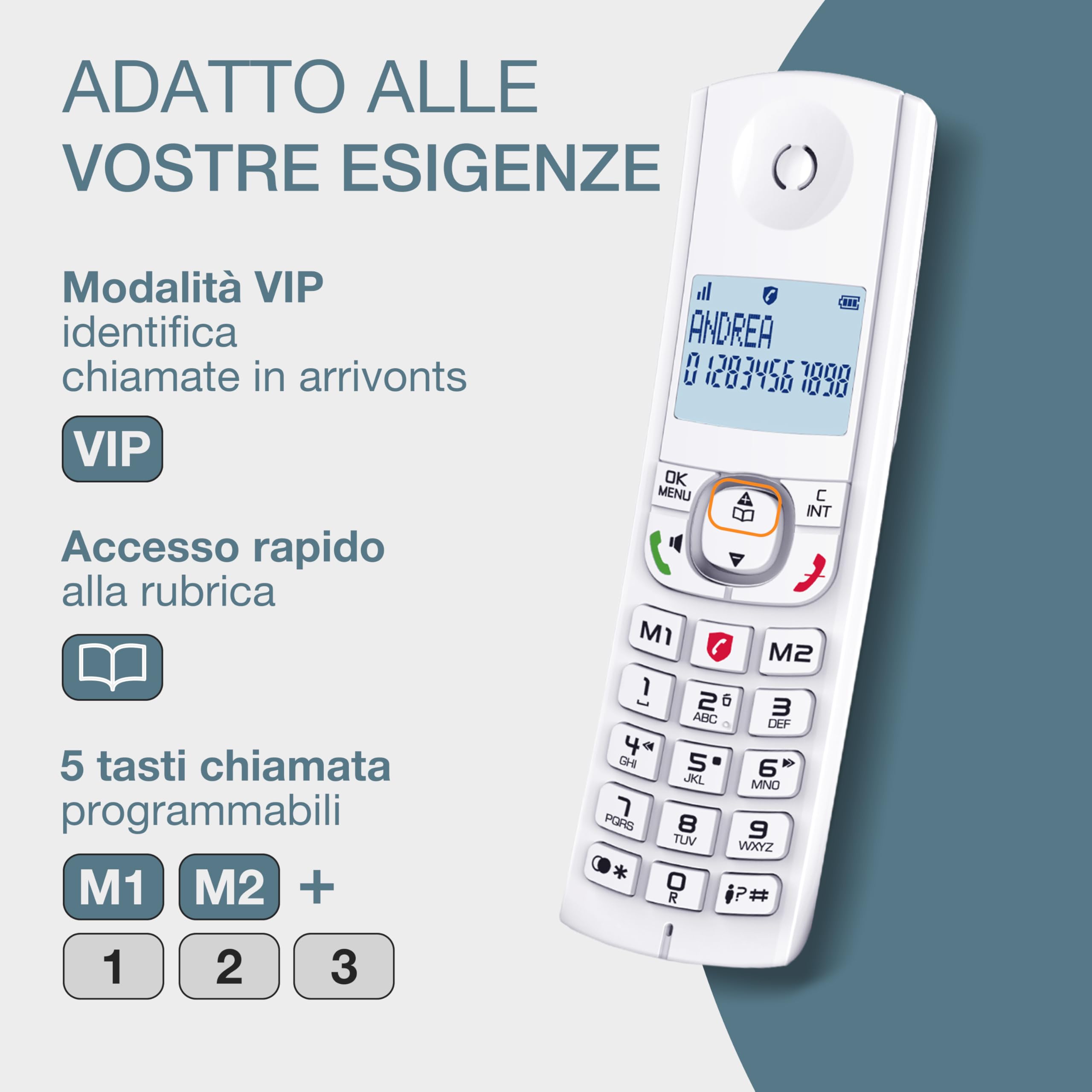 ALCATEL F530 Voice Trio - Telefono fisso cordless DECT con segreteria - Grande display - Vivavoce - Funzione blocco chiamate - 2 tasti di memoria diretta - 3 portatili - Bianco/Grigio