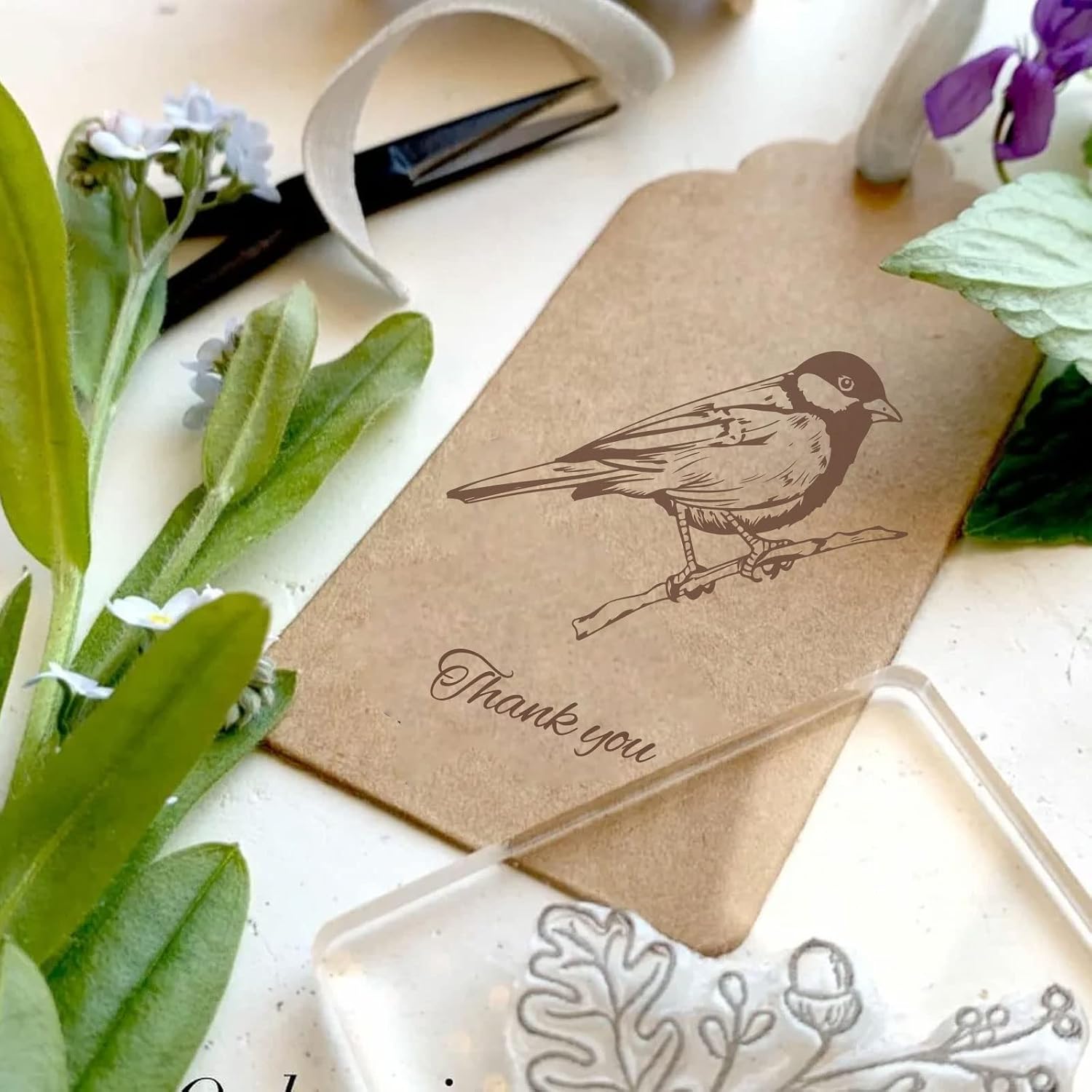 ORIGACH Realistic Birds Clear Stamps TPR Transparent Stamps with Acrylic Stamping Block for Card Making Decoration and DIY Scrapbooking