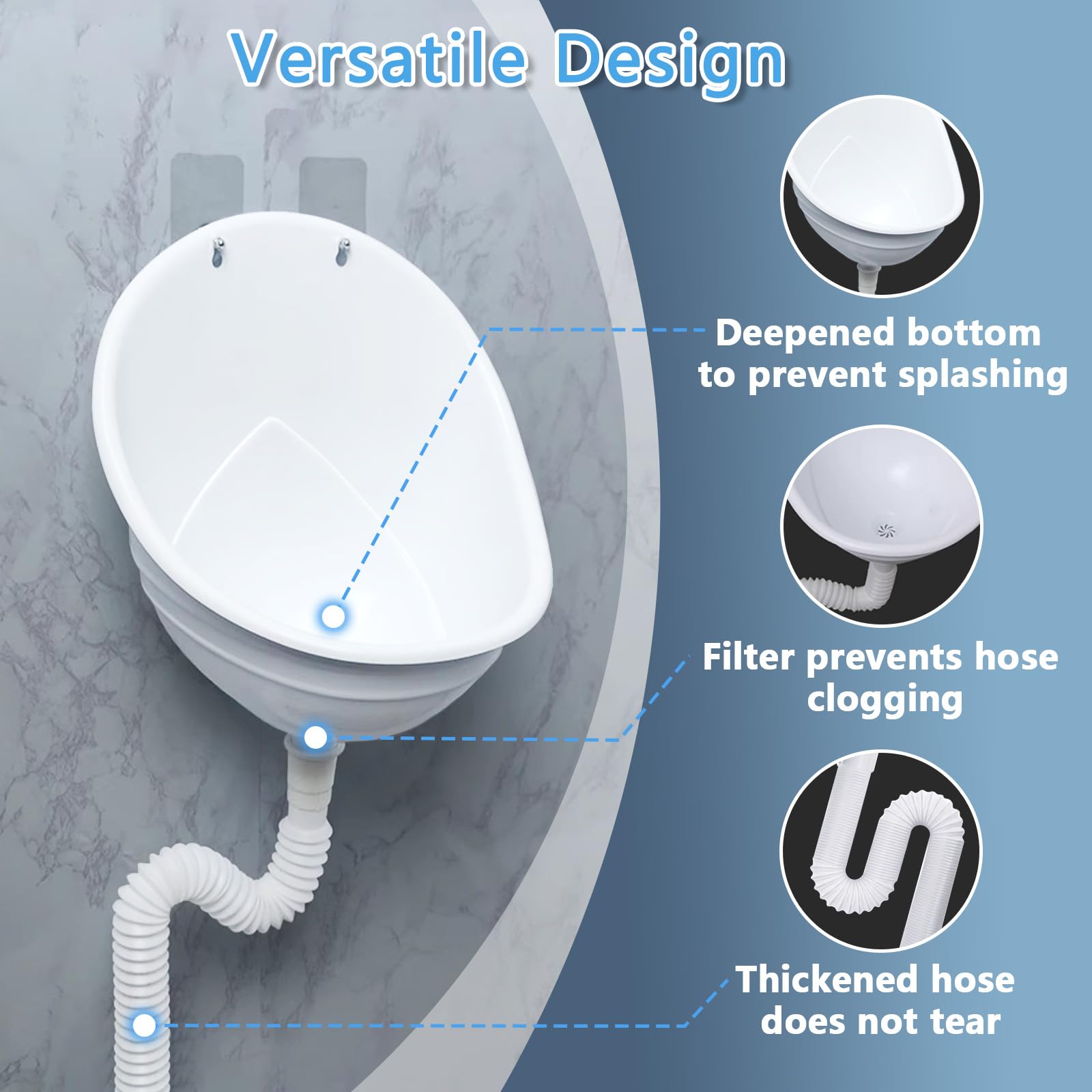 Waterless Urinal with Hose,Plastic Urinals for Men,Large Outdoor Toilet