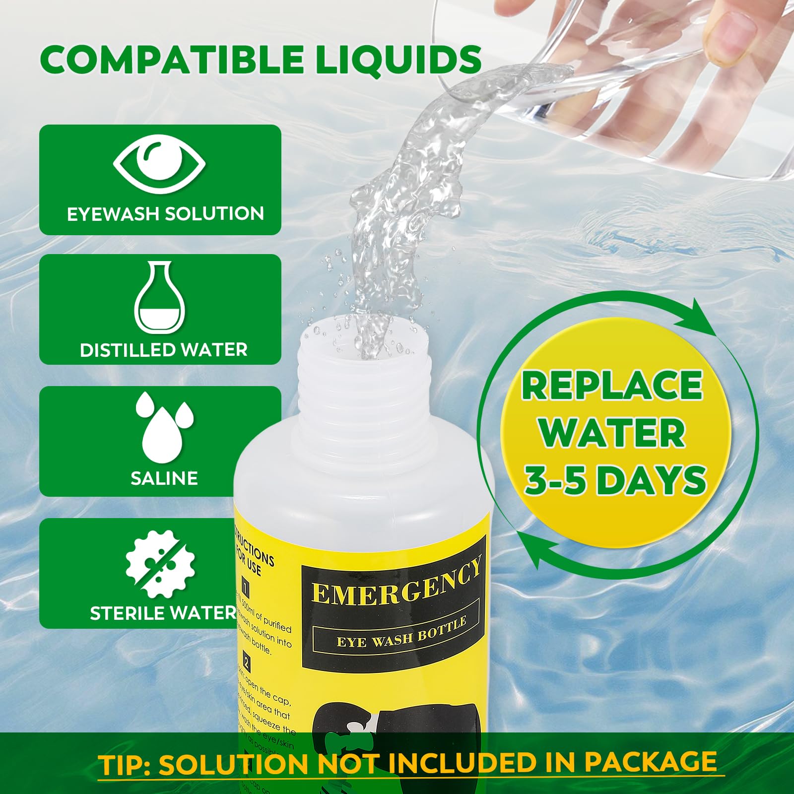 YUEWO Portable Eye Wash Station Wall Mounted Emergency Eyewash Station Eye Wash Kit 2 16 9 Oz Bottles Flush Bottles Kit No Solution - View #4