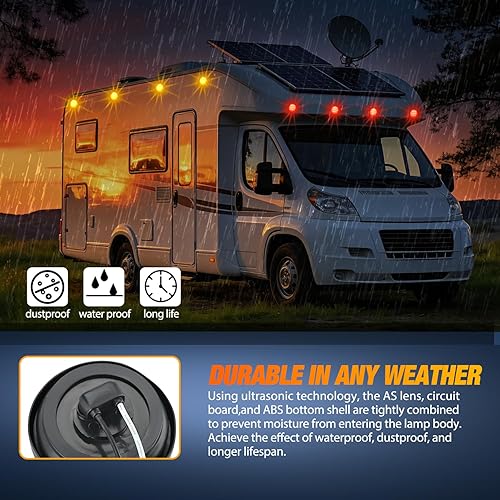 Miniatura 7 de Nilight Luz de Marcador Redonda de 2.5 Pulgadas 4PCS Ámbar 13LED Luces de Gálibo Montaje Empotrado Con Enchufe Ojal Coleta Cableado Directo Cumple