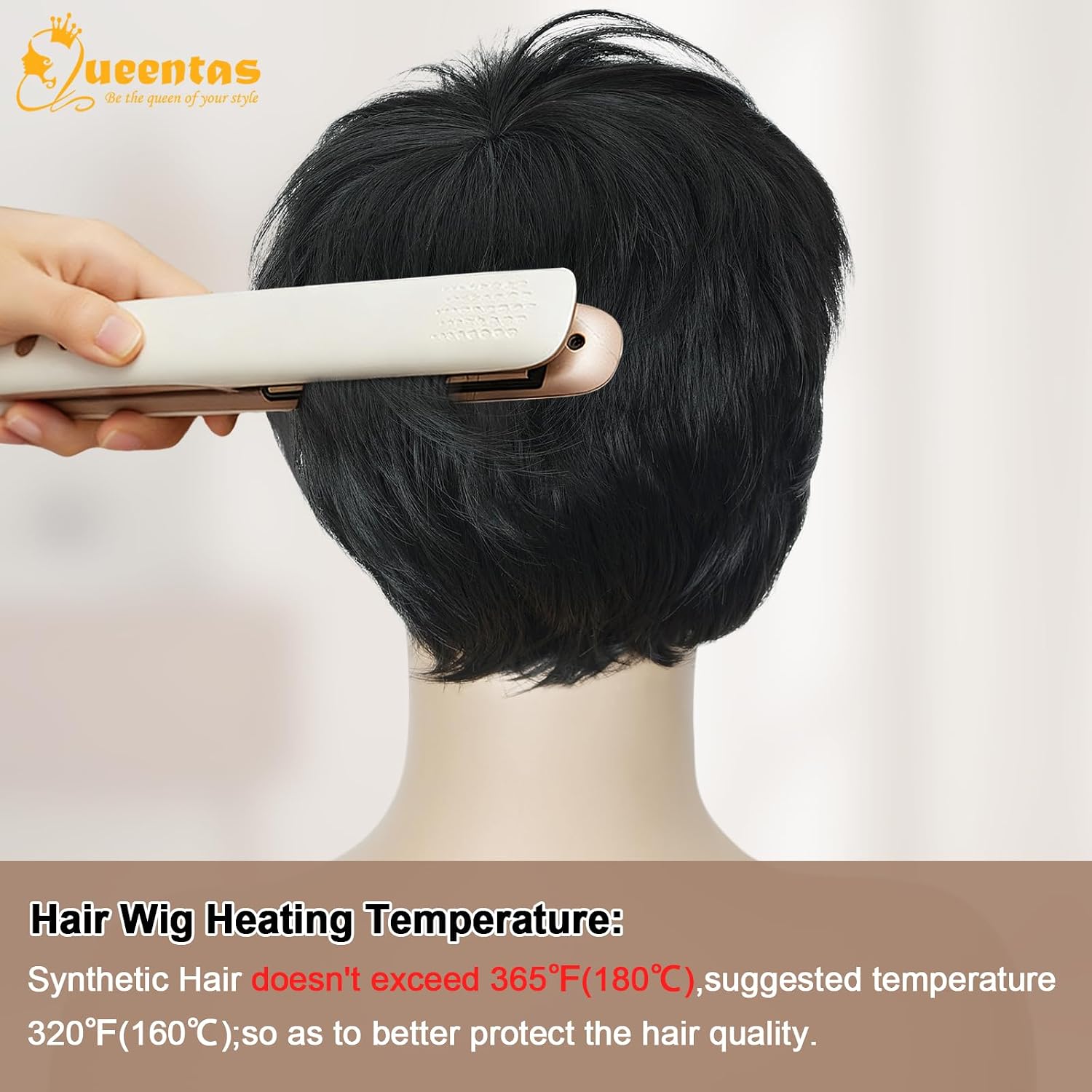 QUEENTAS Short Black Wigs for Women Pixie Layered Wig Glueless Natural Looking Synthetic Wigs for Daily and Cosplay(Black)