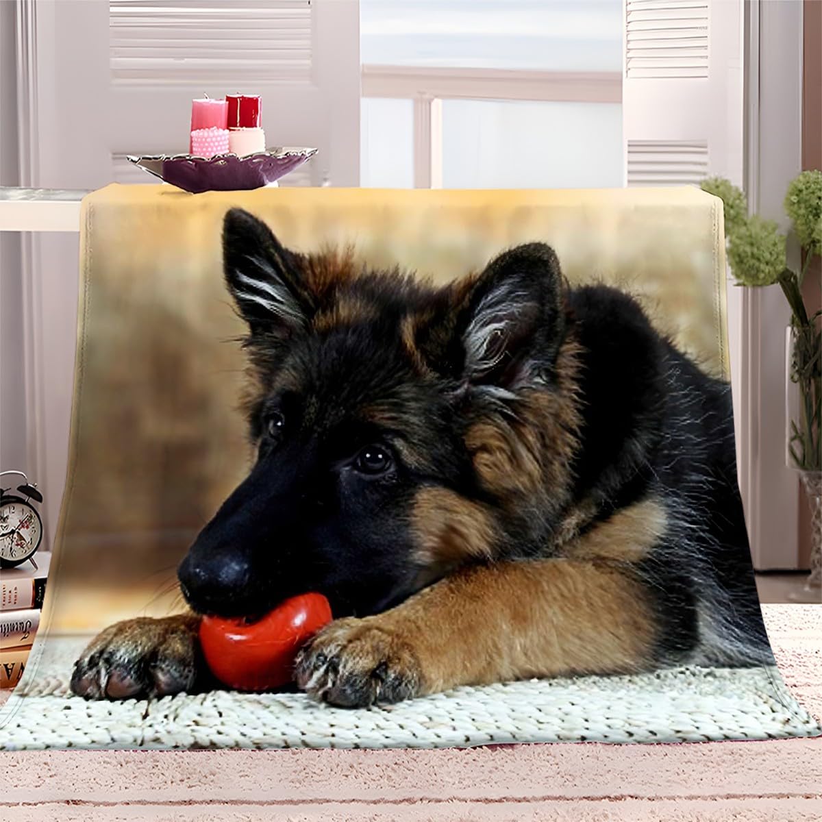 Throw Blanket German Shepherd 130x150 cm Fleece Blanket Super Soft Warm Cosy Sofa Bed Picnic Garden Throw Over Versatile Blanket Throws for Sofas Fluffy blanket