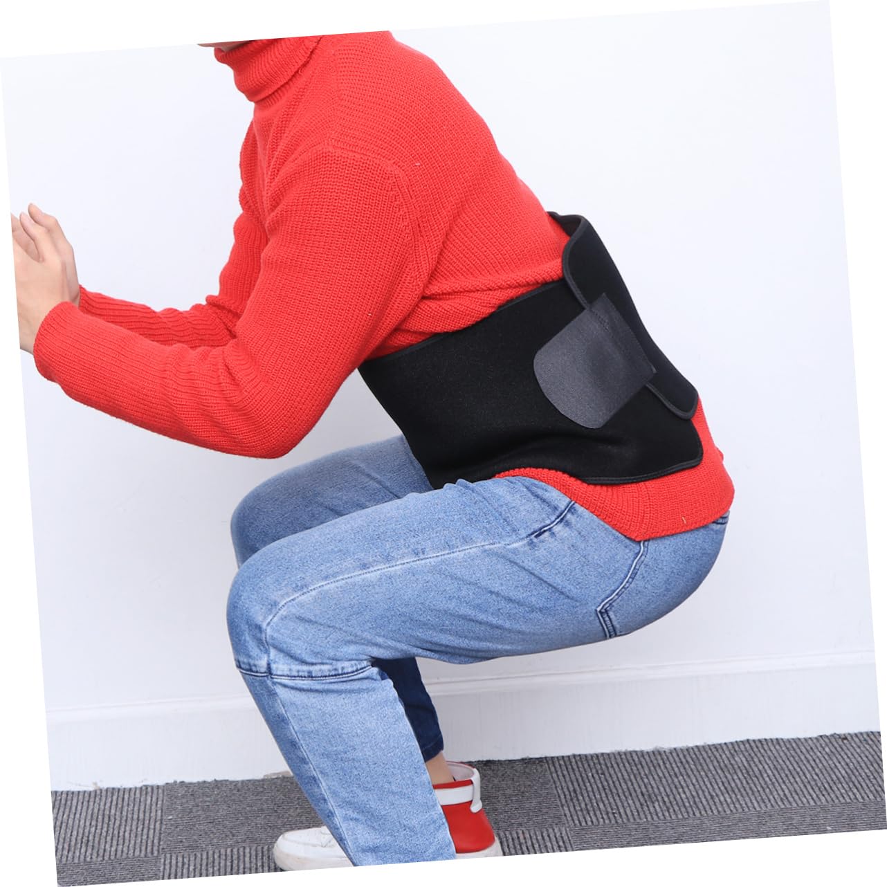 OUNONA Sports Waist Supporter Breathable Elastic Back Strap for Men Women S Black for Lumbar Support