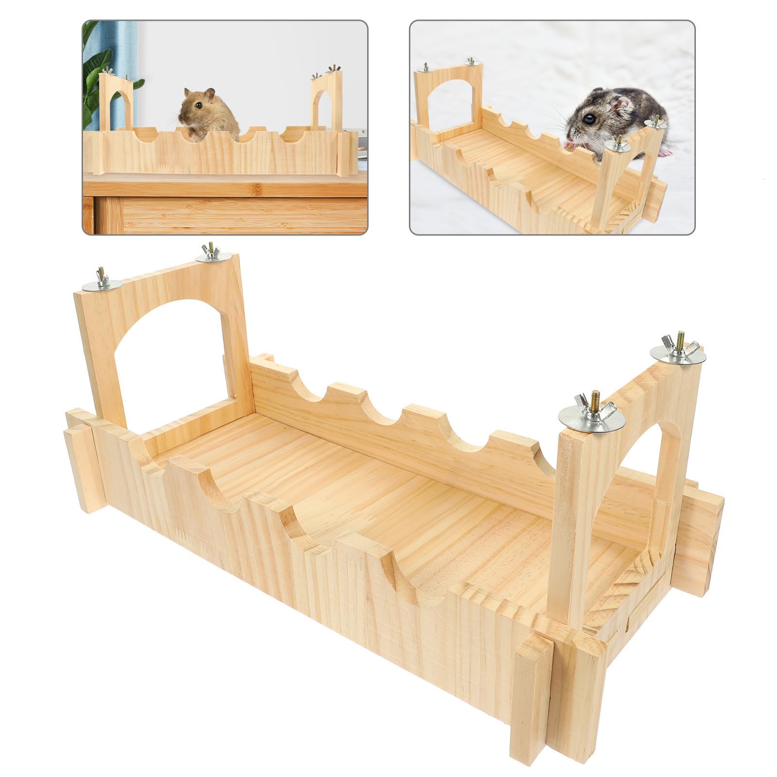 Holibanna Haustier Hängebrücke aus Holz für Meerschweinchen und Hamster mit Kletter und Laufübung im Käfig