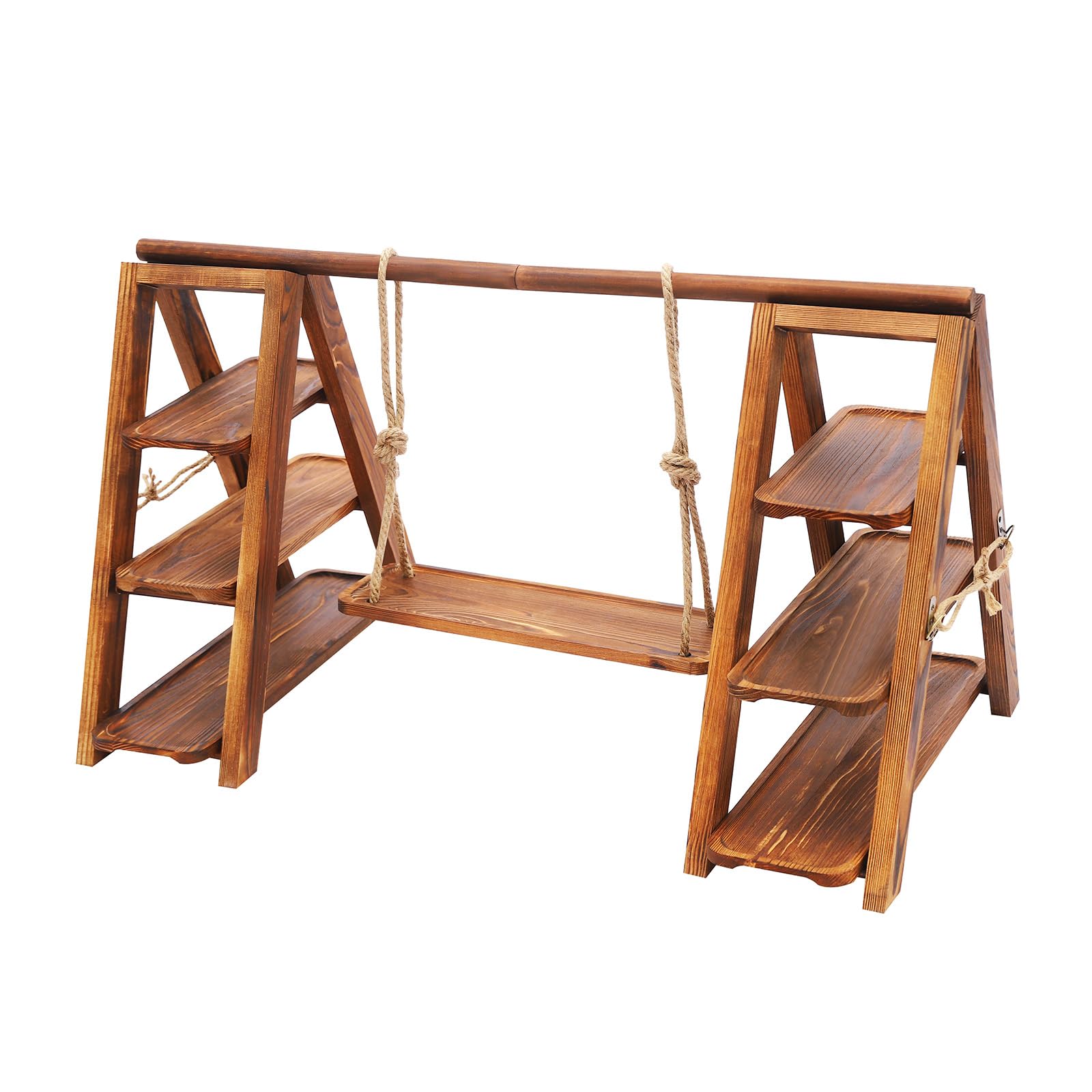 Alzata in legno a 3 ripiani, per buffet, con piastra girevole regolabile in altezza, supporto per cupcake, vassoio da portata per compleanno, tè, matrimonio, picnic, feste
