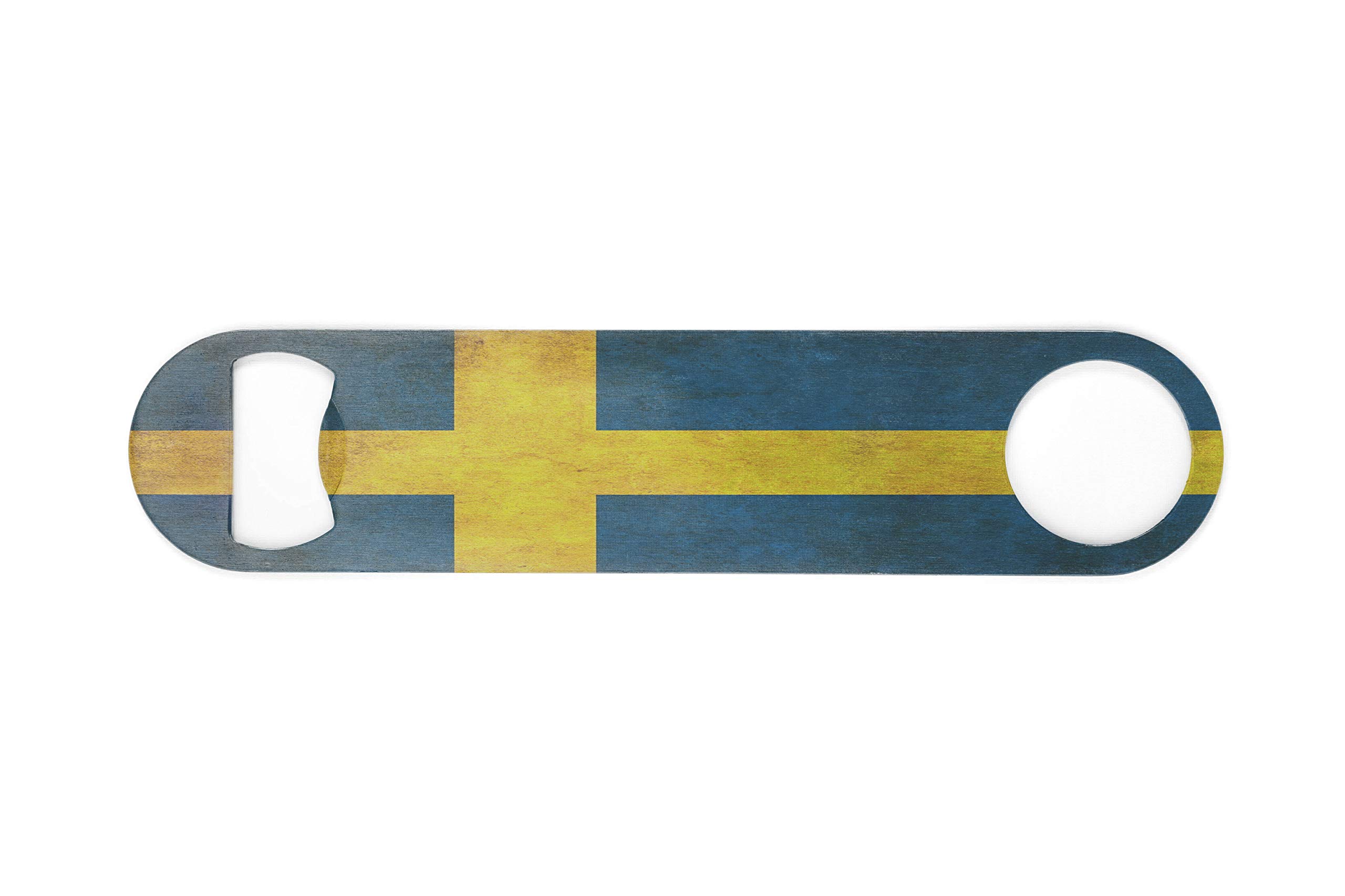 Sweden Swedish Grunge 7 Inch 18 cm Stainless Steel Bar Blade - Speed Opener - Bottle Opener - Heavy Duty - Unique Gift or Present - Picture on ONE Side