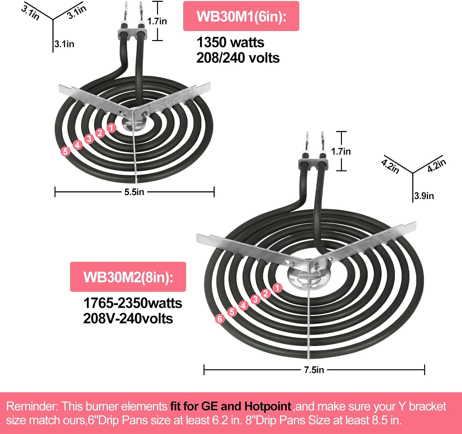 LXun Upgraded WB30M1 WB30M2 Stove Burner Element Kit Fit For GE Stove Top