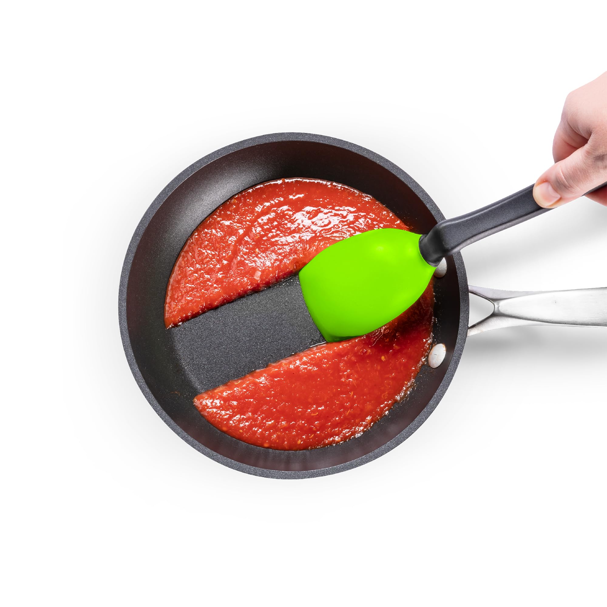 Dreamfarm Supoon - Cuchara multifuncional de silicona antiadherente con líneas de medición para sentarse y cocinar, utensilio de cocina, color verde