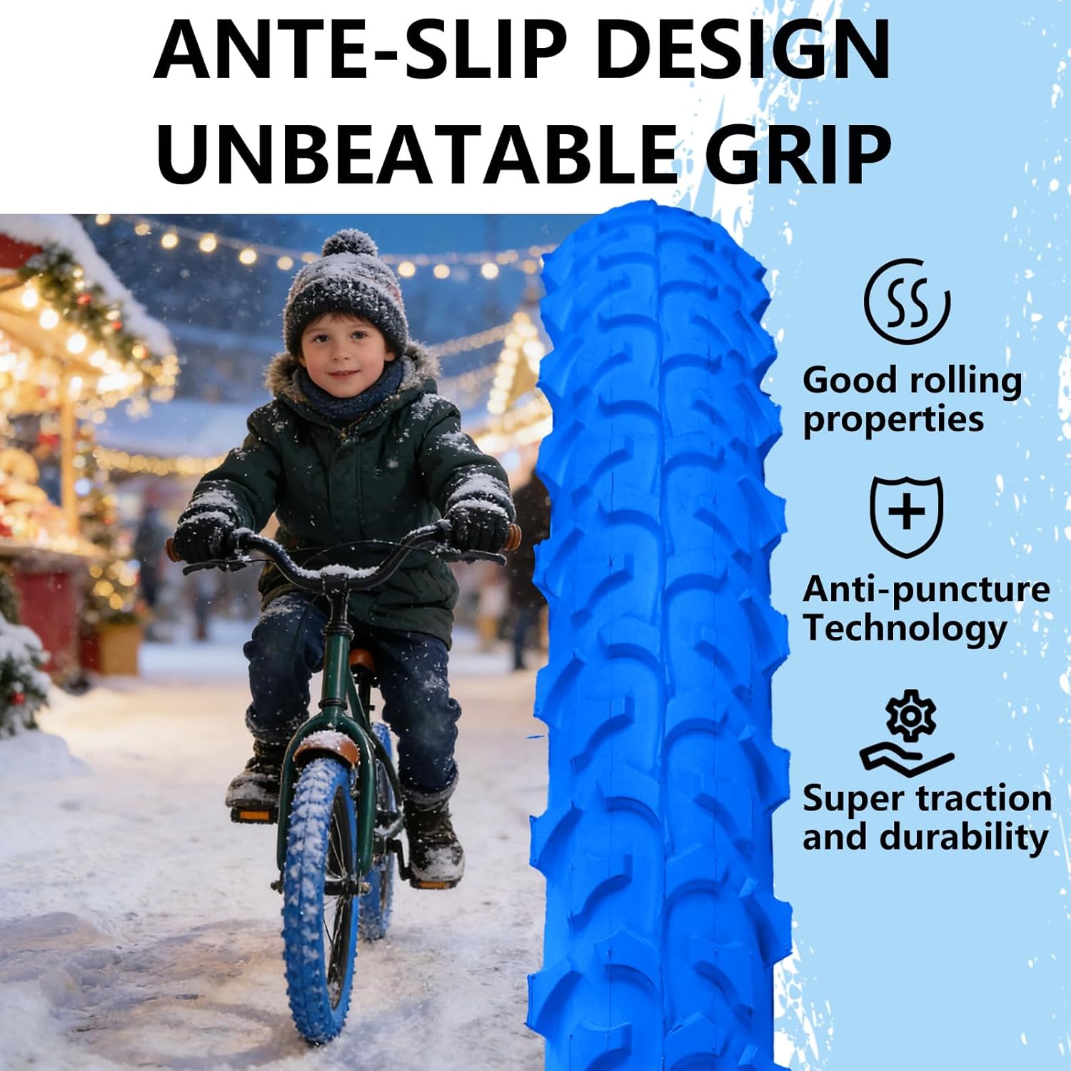 SIMEIQI 2 Pack 16x1.95 18x1.95 20x1.95 Inch Mountain Bike Tires and Tubes White with AV 32mm Valves for Kids Trail Off Road Bicycle Tyres Replacement Compatible for Wheel18/20x1.75/1.95/2.0/2.1