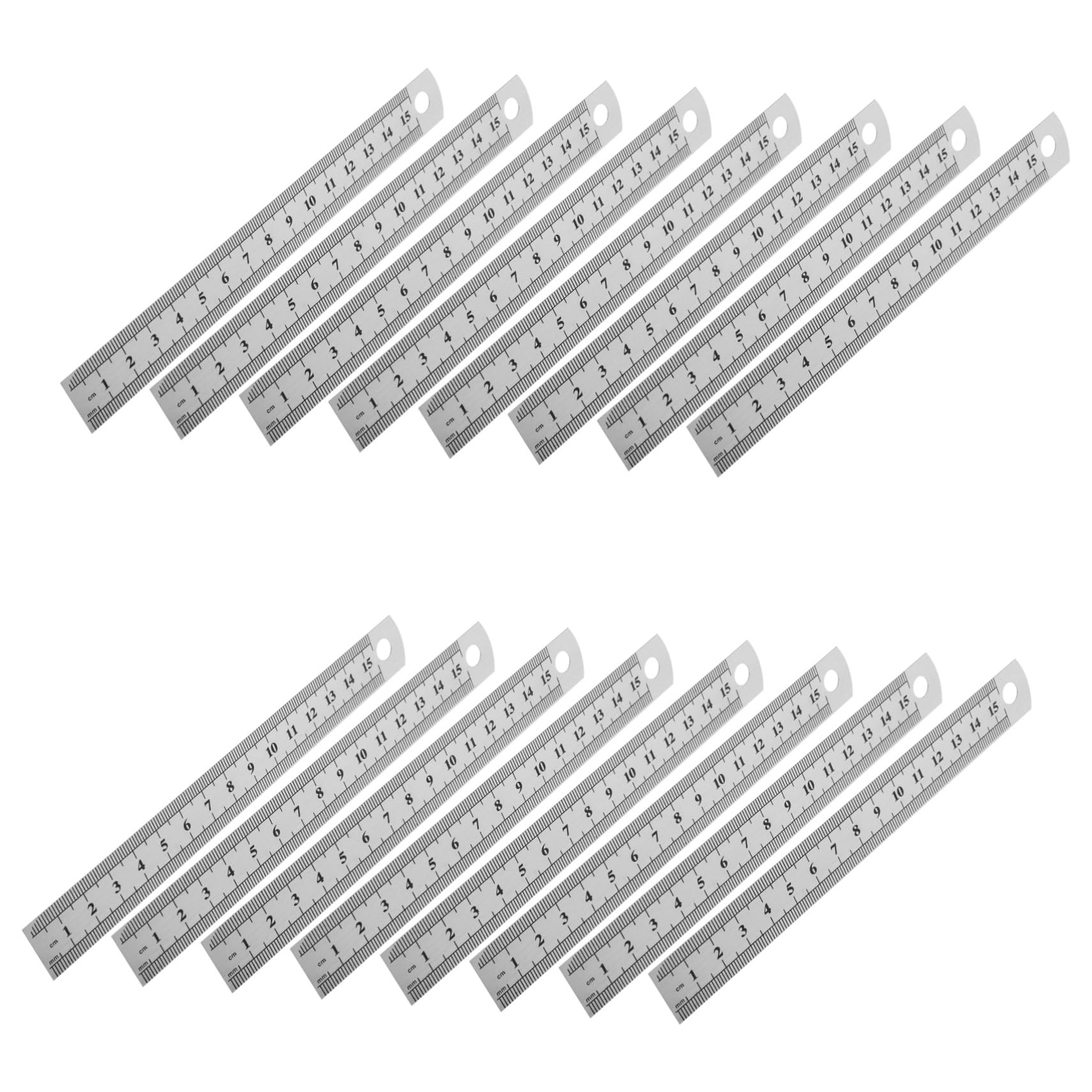 30 Pièces Lot de Règles Acier Inox Double Graduation Règle Rigide Précision pour Dessin Menuiserie Guitare et Bricolage