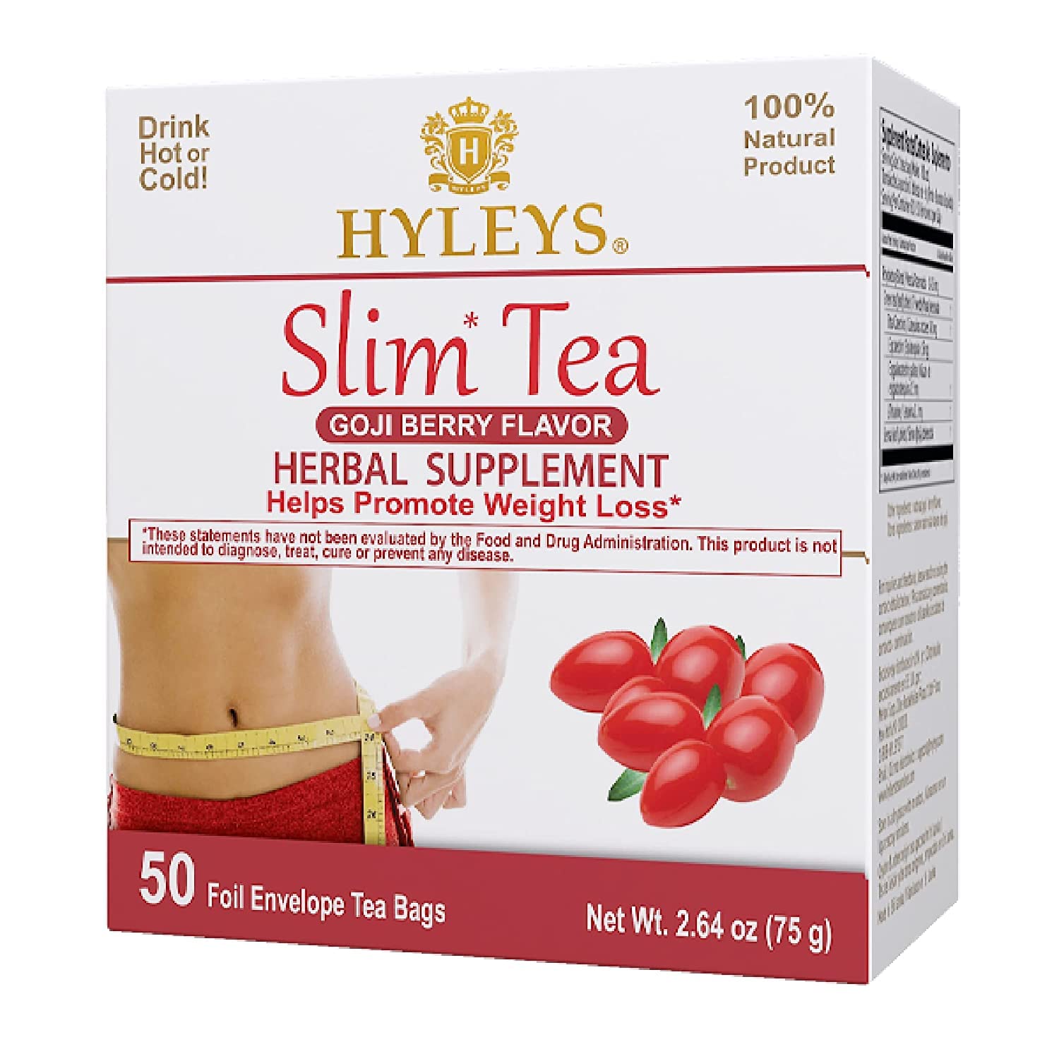 HYLEYSSlim Tea Weight Loss Herbal Supplement with Goji Berry - Cleanse and Detox - 50 Tea Bags (6 Pack)