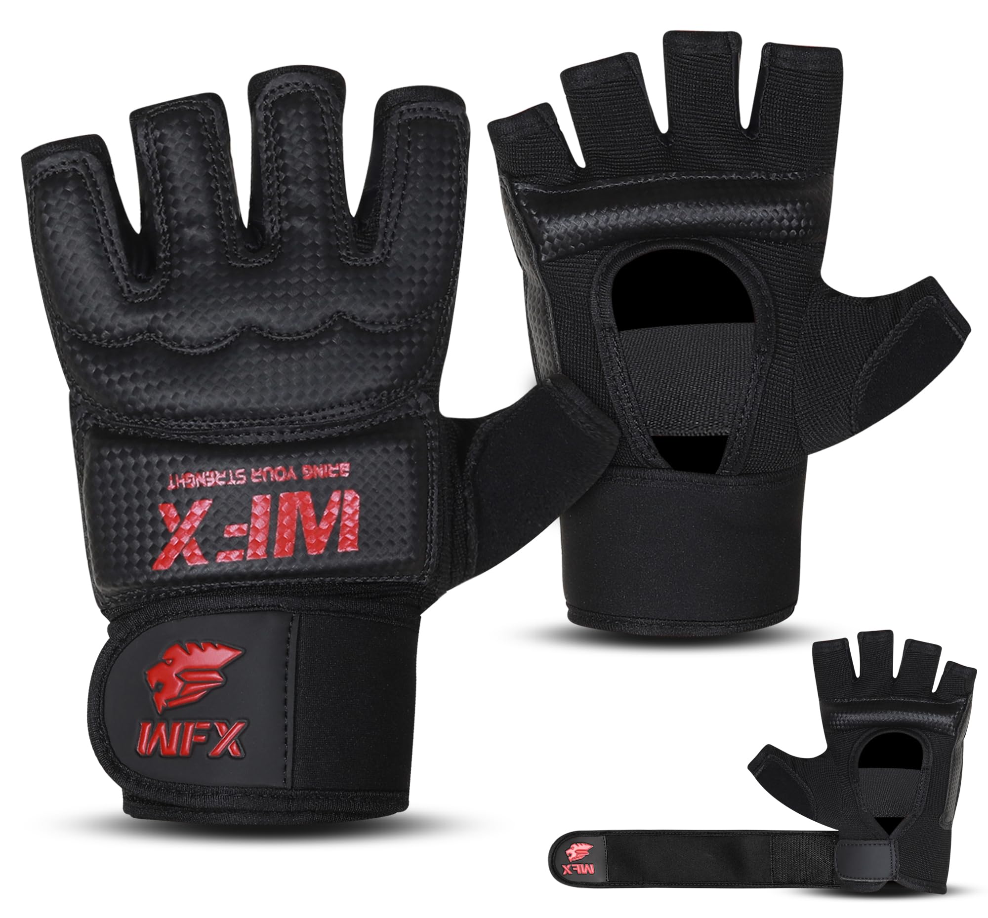 WFX MMA Gloves for Men & Women, Half Finger Karate Mitts Punch Bag MMA Body Combat Boxing Gloves for Taekwondo Training Sparring Grappling, Kickboxing Gloves for Martial Arts Fighting, Muay thai