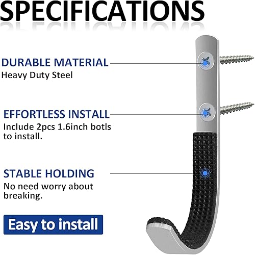 Miniatura 3 de Oleitodh Paquete de 24 ganchos plateados para montaje en pared, estantes horizontales para pistolas de metal para almacenar rifles, escopetas y