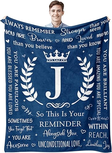 Quilazy Regalos con monograma inicial J para mujeres, regalos de cumpleaños para mujeres y hombres, regalos únicos de Navidad, aniversario, boda,