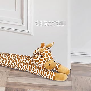 36 Inch Heavy Duty Under Door Draft Stopper, Cute Animals Shape Door & Window Draft Guard to Save Energy, Decorative Weighted Bottom Insulation Stopper Noise Air Wind Dust Blocker, Giraffe