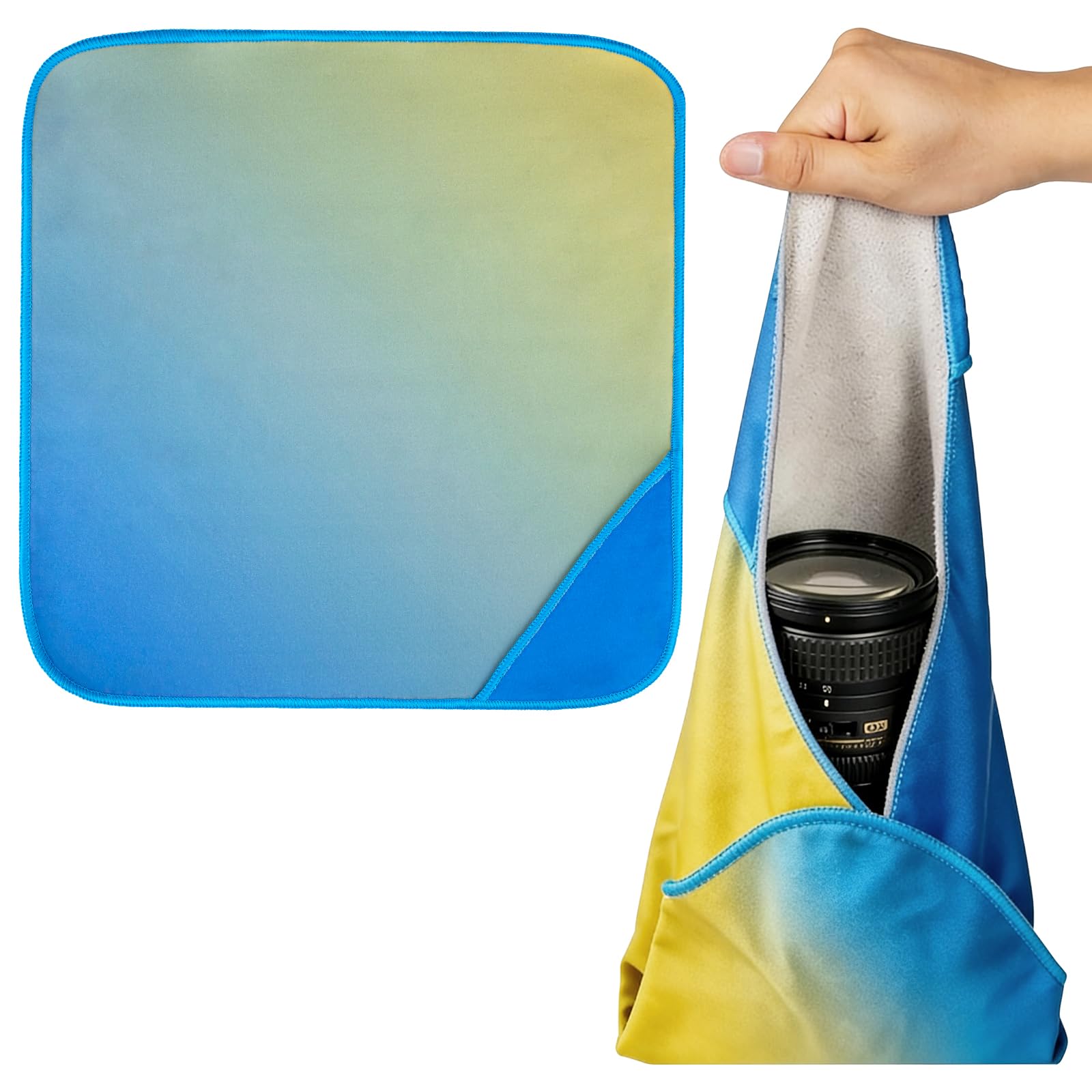カメラ用ラッピングクロス 35cm×35cm くっつくタオル ピタットくっつくクリーニングクロス 持ち運び コンパクト カメラ/レンズ/スマホなど保護