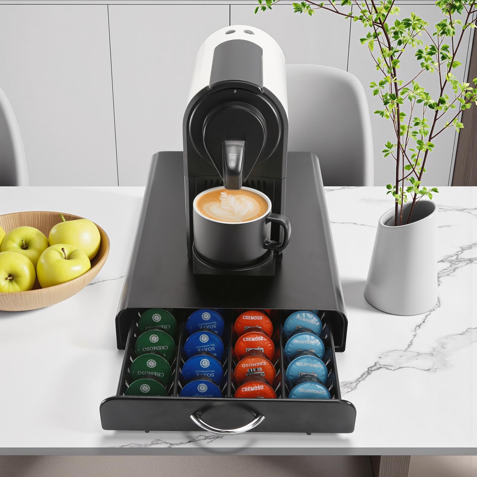 Tiroirs pour capsules, tiroir pour ranger 40 capsules, boîte de rangement en métal, noir.