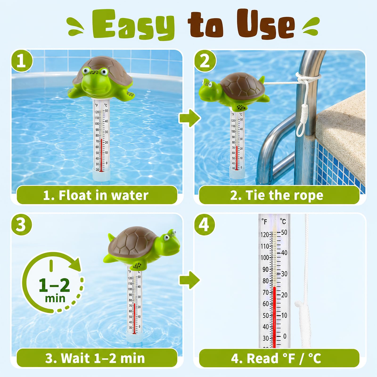 Thermomètre Piscine Flottant Cartoon Double Échelle °C/°F -10 à 50°C 20 cm