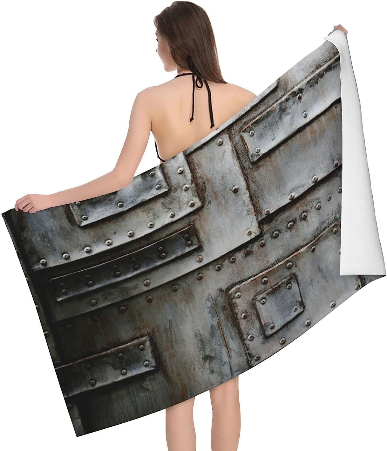 Serviette de Plage 200x200 Femme Homme Enfant, Drap de Plage XXL Serviette Plage Anti Sable à Séchage Rapide Grande Serviette Plage Porte de Grange, pour Bain, Piscine, Camping Pays Rétro B347