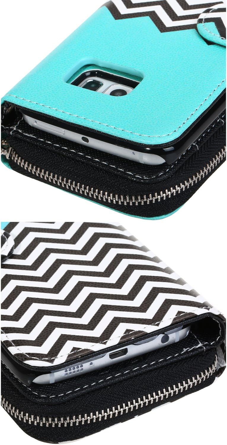 E LV Case for Galaxy S7 Edge Case 2IN1 (CASE Cum Purse) PU Leather flip Wallet Bag Pouch Case Cover for Samsung Galaxy S7 Edge - [Zigzag]