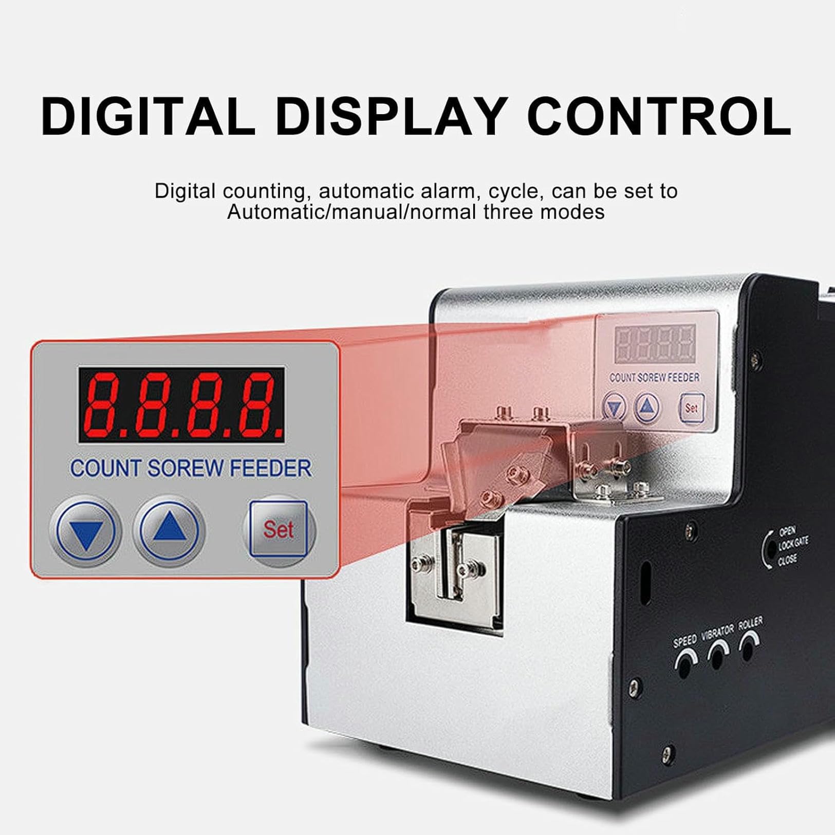 Macchina di disposizione delle viti, Macchina di conteggio delle viti con display LCD, Fornitore automatico di distributori di viti, Alimentatore a vite elettrico, per impianti di lavorazione