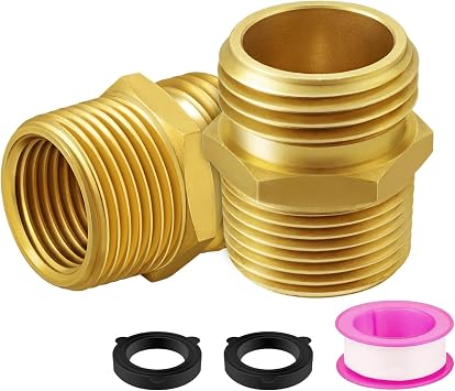 Garden Hose Connector, Male to Male Hose Adapter, 2 Pack 3/4 Inch Brass Water Hose Connector,Garden Hose Quick Connector fittings3/4" GHT x 3/4" NPT With Female 1/2" NPT