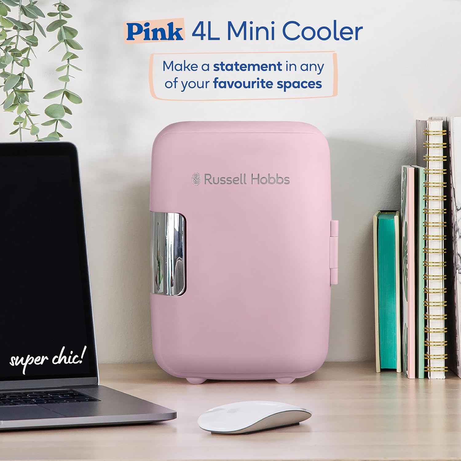 Russell Hobbs 4L/6 Can Portable Mini Cooler & Warmer for Drinks, Cosmetics/Makeup/Skincare, AC/DC Power, Retro Style, Pink, For Bedroom, Home, Caravan, Car RH4CLR1001P - Image 3