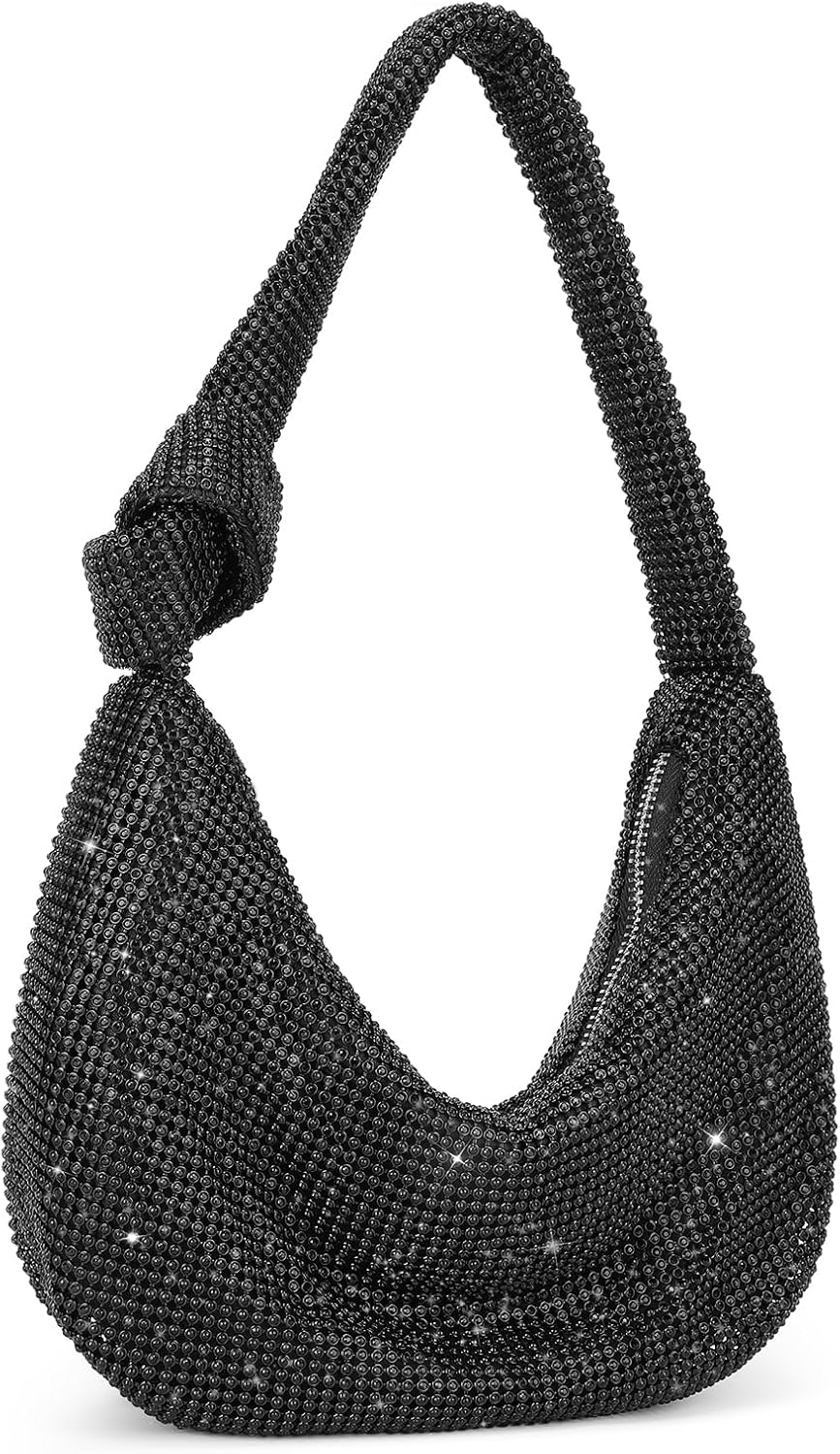 UBORSE Knotted Rhinestone Purse for Women Formal Evening Bag Wedding Clutch Purse Sparkly Prom Cocktail Party Handbag