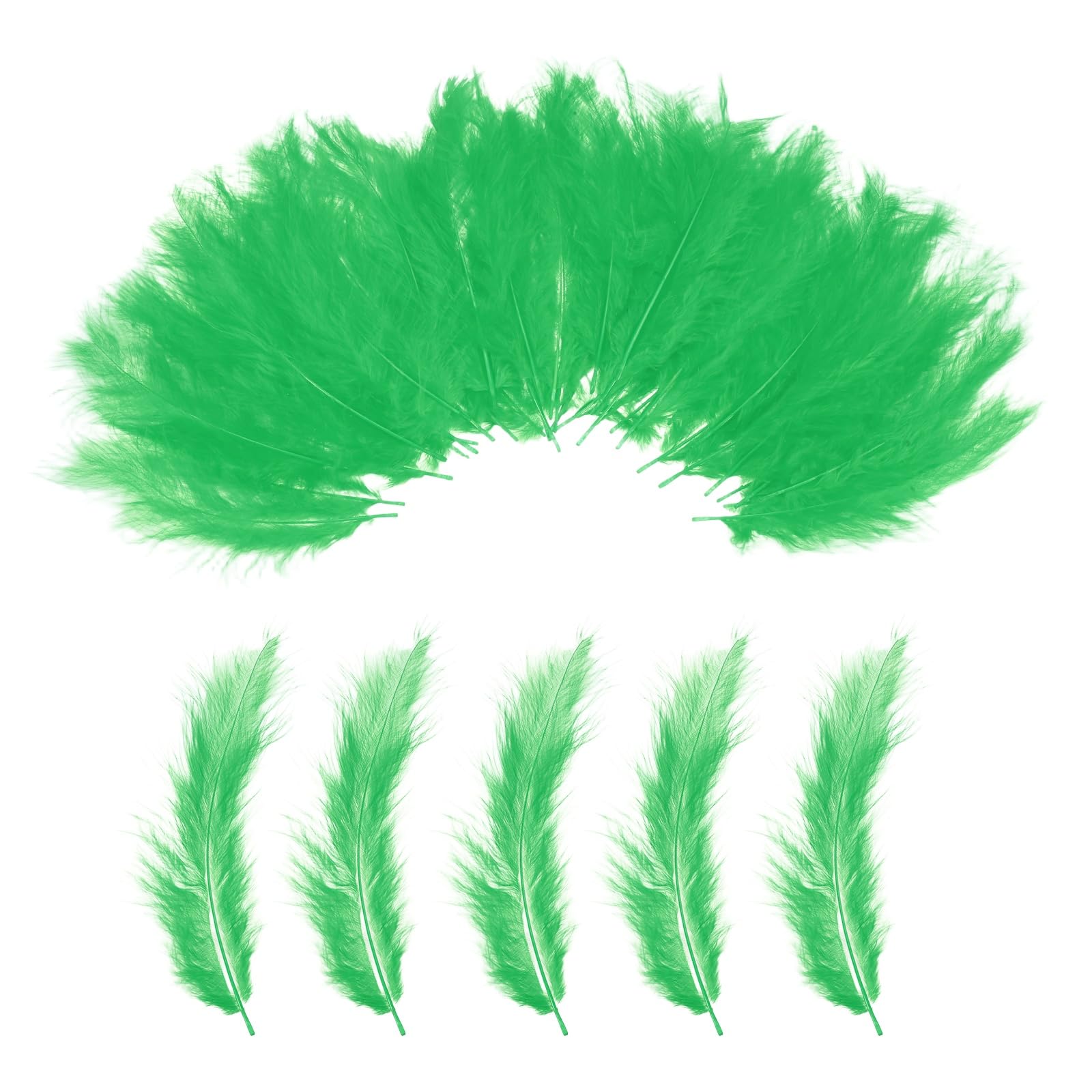 PATIKIL 200 Pack Fluffy Turkey Marabou Feathers,4-6 Inches Green Natural Turkey Feathers for Crafting Dream Catcher Fringe Trim Fly Tying Party Decorations
