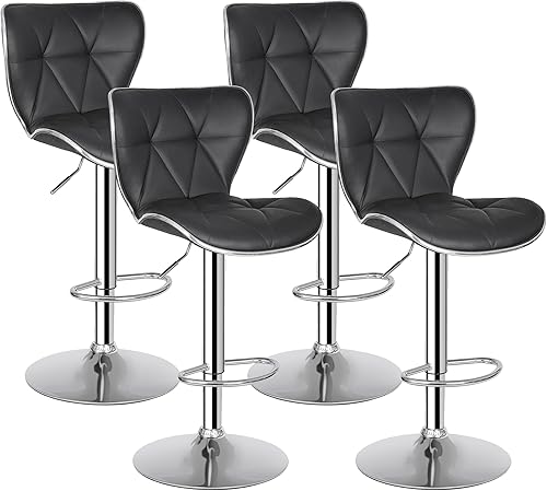 Nova Microdermabrasion Juego de 4 taburetes de bar giratorios con respaldo de piel sintética ajustable taburetes de bar para el hogar cocina isla