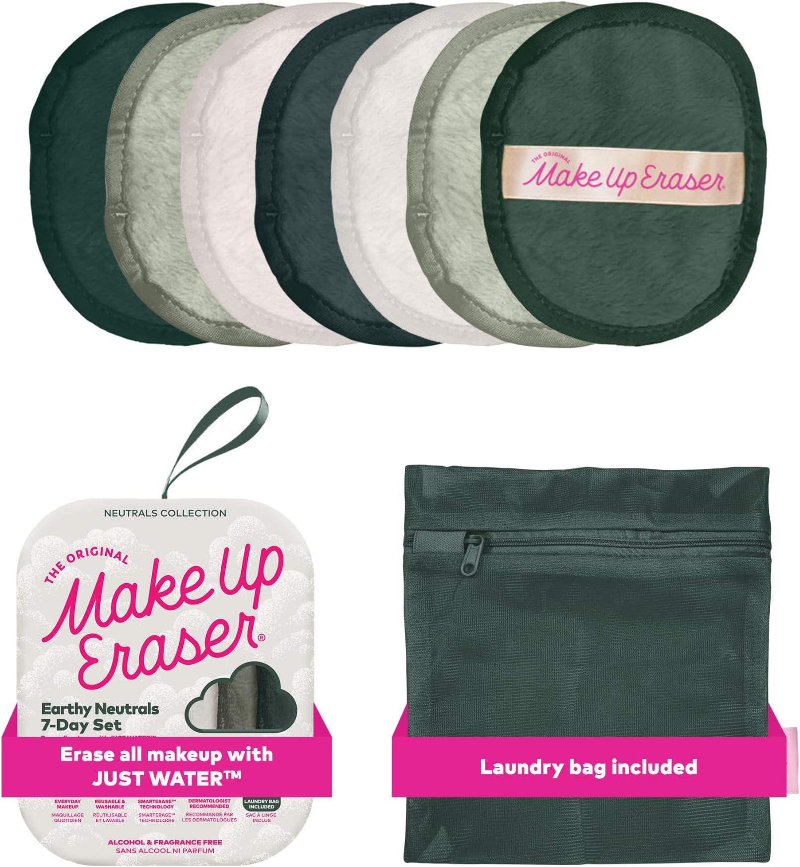 7-Day Set, Erase All Makeup with Just Water, Including Waterproof Mascara, Eyeliner, Foundation, Lipstick, Sunscreen, and More! 7ct