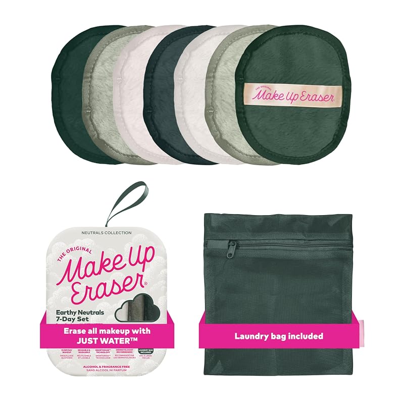 MakeUp Eraser Conjunto com 7 panos reutilizáveis para remoção de maquiagem Eat Your Greens Neutrals