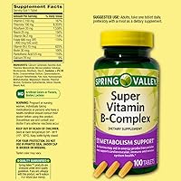 Vista 2 de Complejo Super Vitamina B, 100 Tabletas. (Vitaminas B6, B12, C, Tiamina, Biotina...) + Bolsa de Vitaminas y Guía de Suplementos