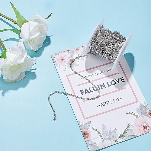 Miniatura 8 de DanLingJewelry Cadena de cable sin soldadura de acero inoxidable 304 de 30 pies a granel para collares, accesorios de joyería, fabricación de